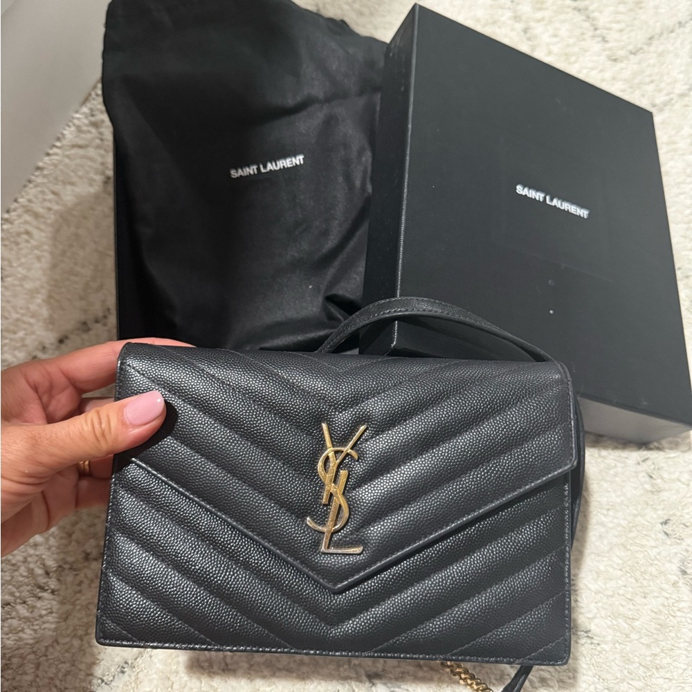 Saint Laurent Black Quilted Crossbody Bag